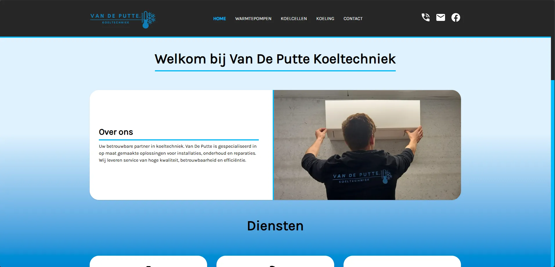 Website voor Van De Putte Koeltechniek